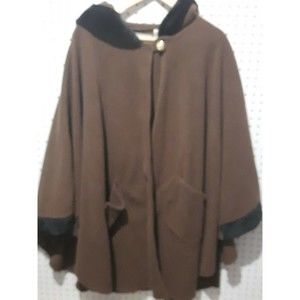 Le Moda Cape Coat Brown Black